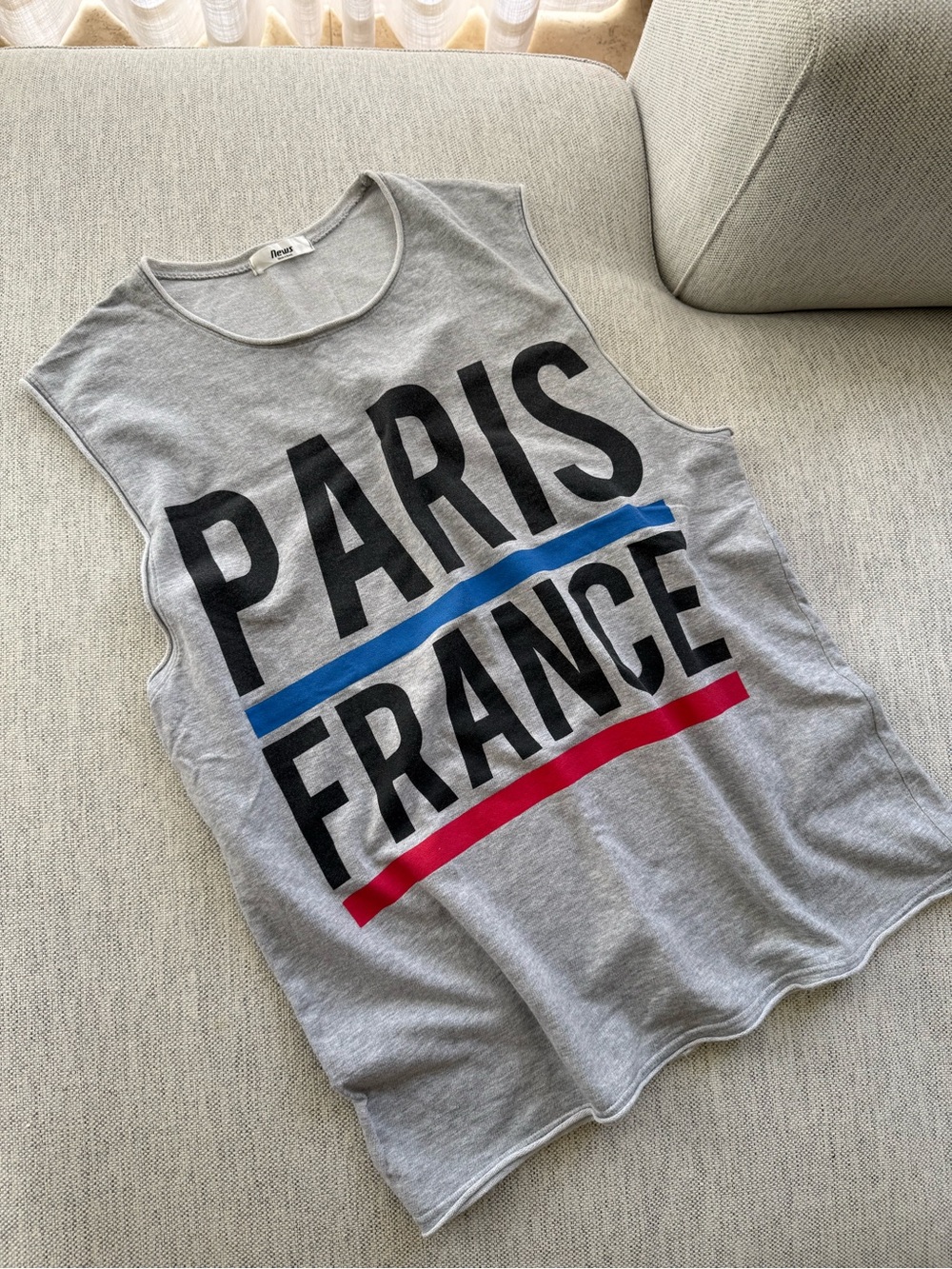 Vintage Retro Paris France Knit Muscle Shirt